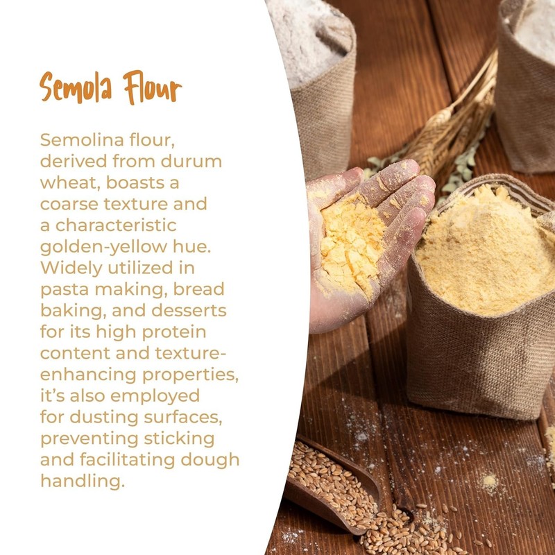 Semolina Wheat Flour 2.2 LB (Pack of 6) 211.2 Ounce 1) gallery