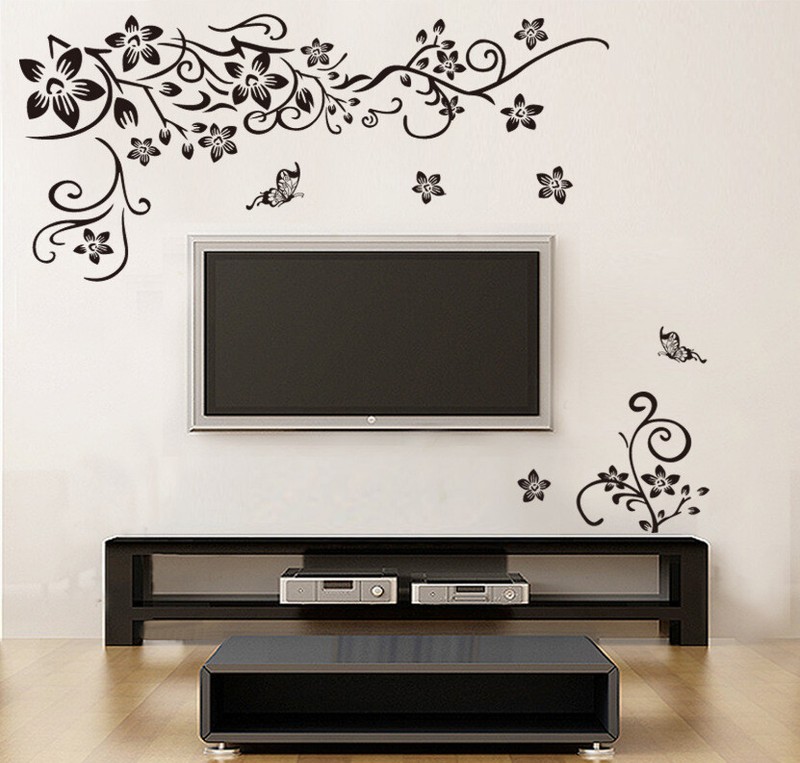 Butterfly Floral Vine Flower Vinyl Wall Art Stickers Wall Decals Wall Graphics