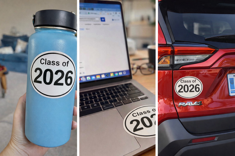 50 Class of 2026 Euro Oval Stickers 4×6” – Laptop, Water Bottle, Car, Locker