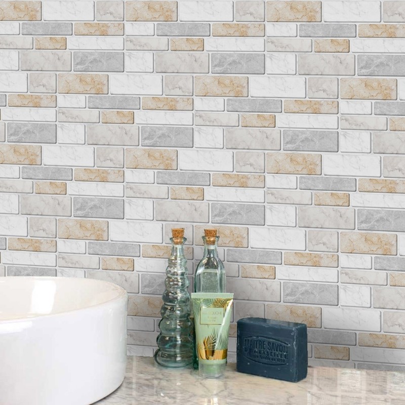 27pcs Imitation Marble Brick Tile Stickers DIY Self Adhesive Kitchen Floor Wall gallery