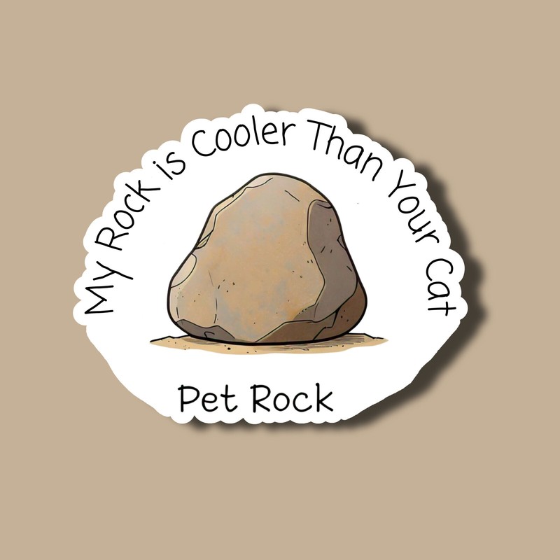 1970’s Style Pet Rock Cute Funny 3″ Vinyl Sticker