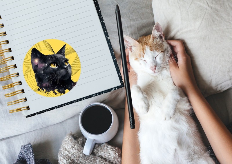 tacky ART sticks Vinyl Round Cat Sticker 3in Yellow Black Self-Adhesive Glossy gallery