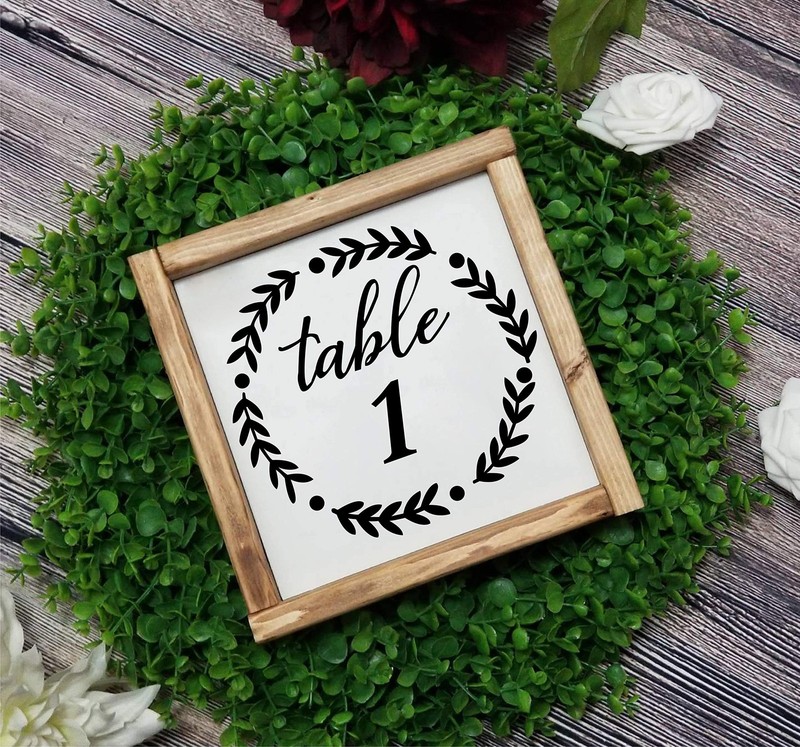 Wedding Table Number 1-24 Decal Sticker no Framed Laurel Wreath Decal Recepti…
