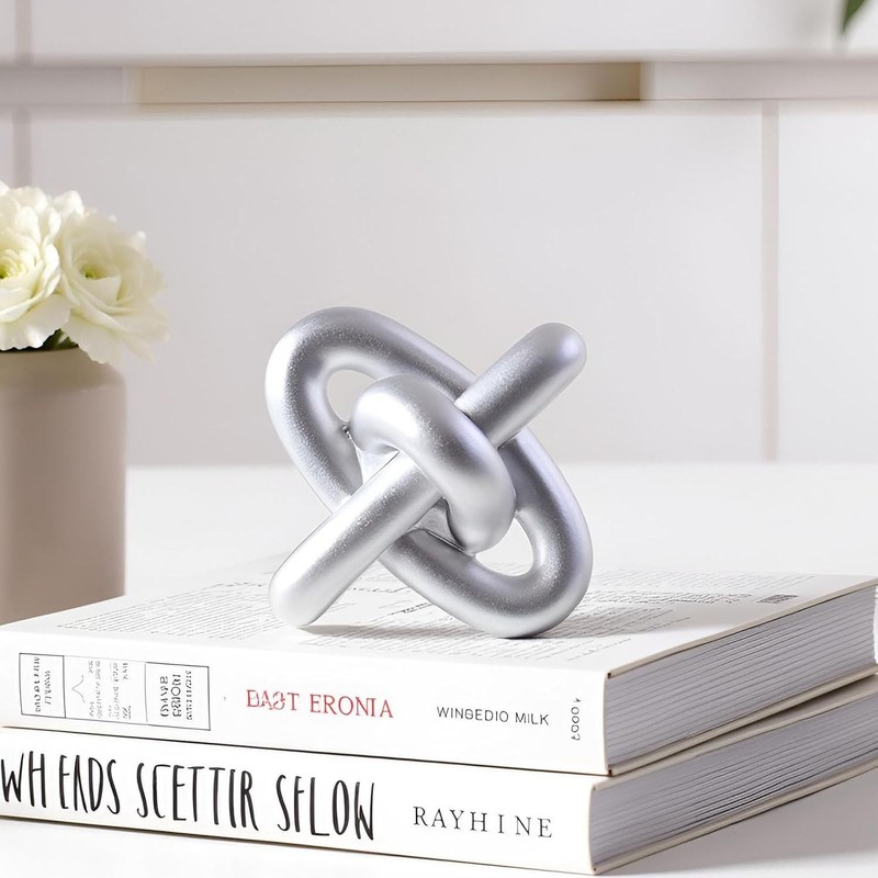 Compact Silver Knot Decor 5.5'' - Versatile Abstract Sculpture for Any Room gallery
