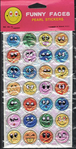 Funny Faces Stickers in Original Package Pearl Like 1980’s Vintage Original NOS