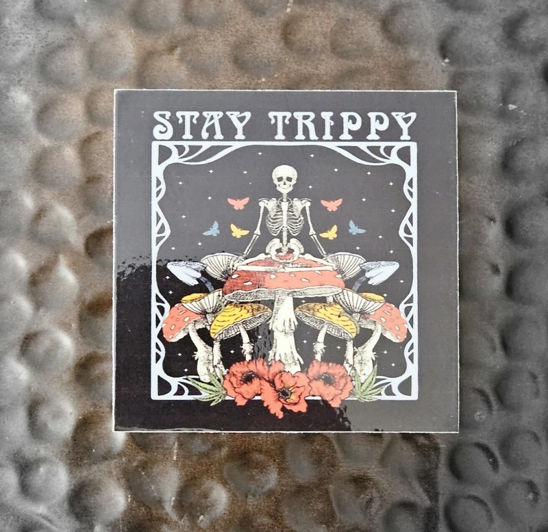 MAGIC MUSHROOMS STAY TRIPPY OPAQUE Sticker Vinyl UV AND WEATHER 3″