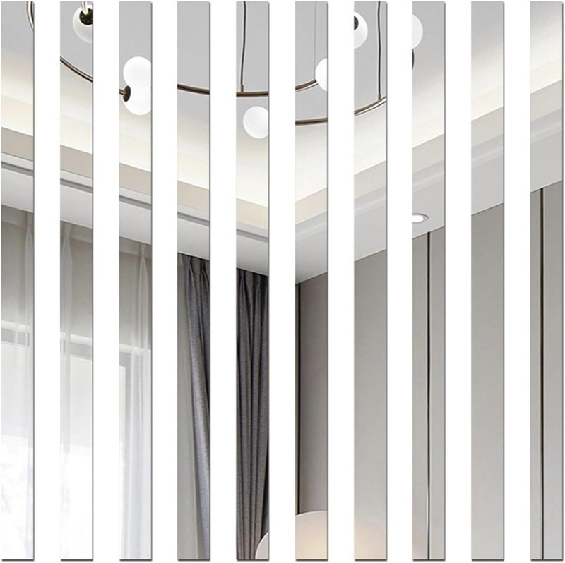 20/40pcs Acrylic Strip Mirror Wall Stickers Self Adhesive Tile Decals DIY Decor