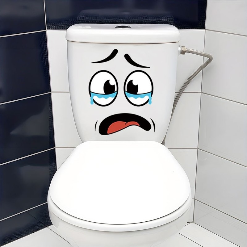 Lightweight Stable Quick-Install 4PCS Cartoon Face Stickers for Wall Toilet Home gallery