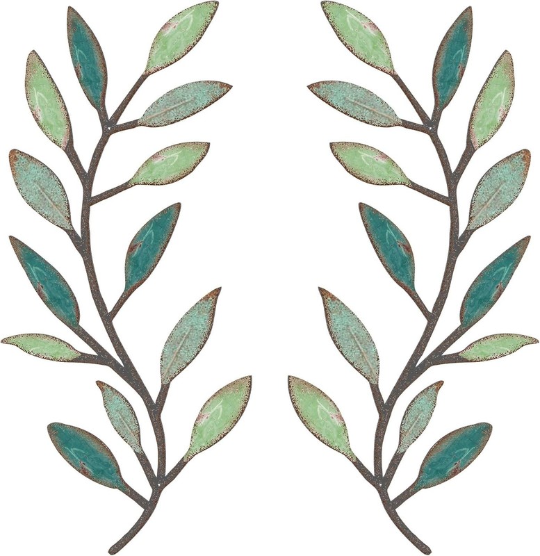 Stunning Metal Leaf Wall Decor Set: 15.75x7.09 Inches for Contemporary Homes gallery