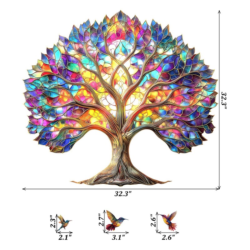 Vibrant Tree of Life Wall Decals Peel and Stick,Stained Glass Leaves Wall Sti... gallery