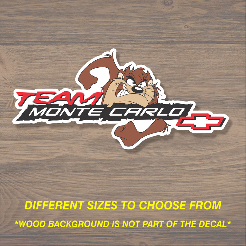Team Monte Carlo Chevrolet Taz Nascar Vinyl Decal Sticker Tool Box Car Truck