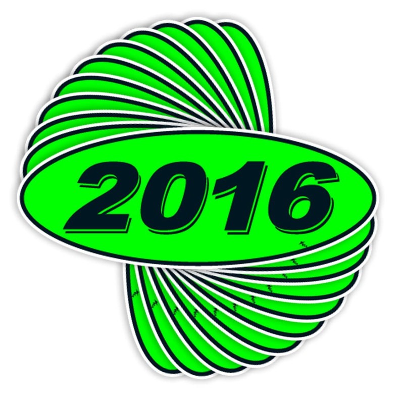 2016 Oval Model Year Stickers 5.5×14″ Durable Vinyl – For Car Dealerships