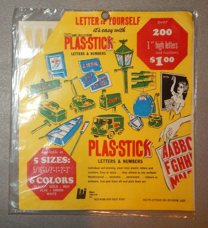 Vintage 1″ PLAS-STICK Gold Letters & Numbers, 200+ pieces – new old stock