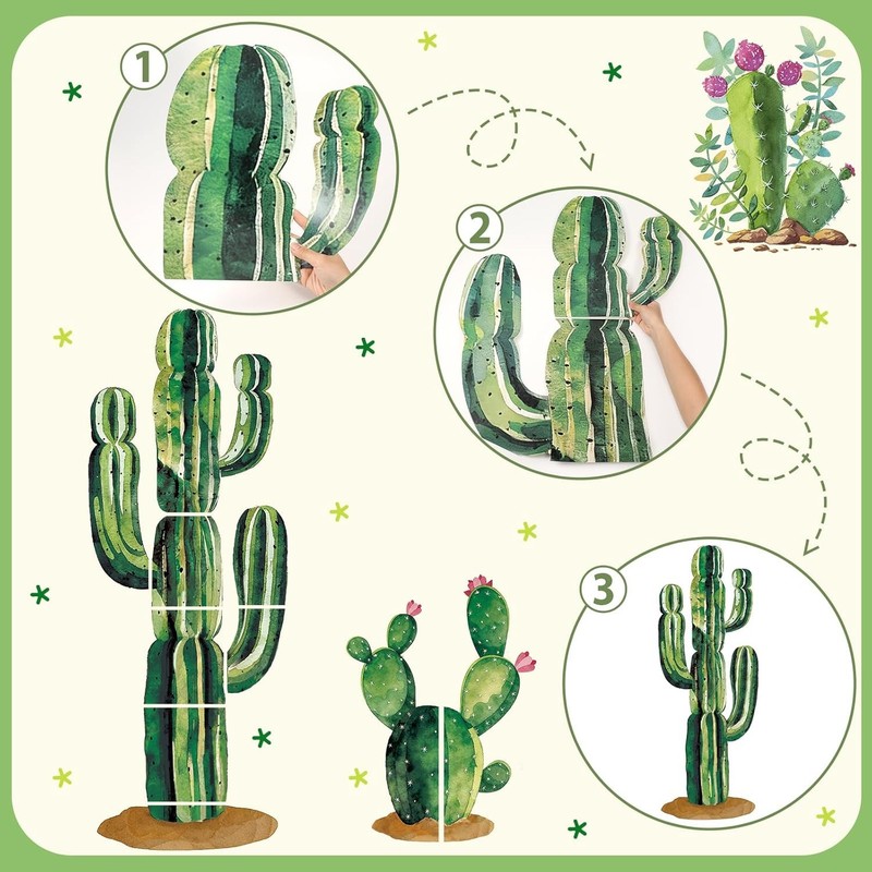 8 Piece 6Ft Large Jointed Cardboard Cactus Cutouts Wall Decor DIY Set Art gallery