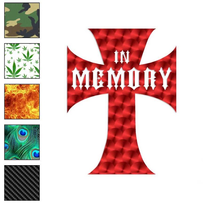 In Memory Cross Memorial, Vinyl Decal Sticker, 40 Patterns & 3 Sizes, #2328