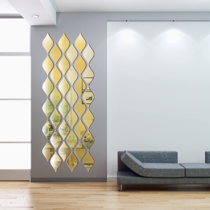 30 Pcs Mirror Wall Stickers Decor Acrylic 3D Tear Drop Decorative Mirrors Sti... gallery