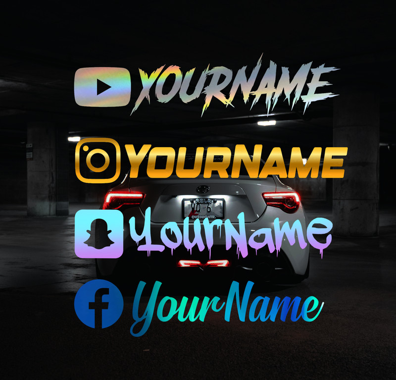 Social Media Vinyl Decal Sticker – 8-inch Username Handle Decal