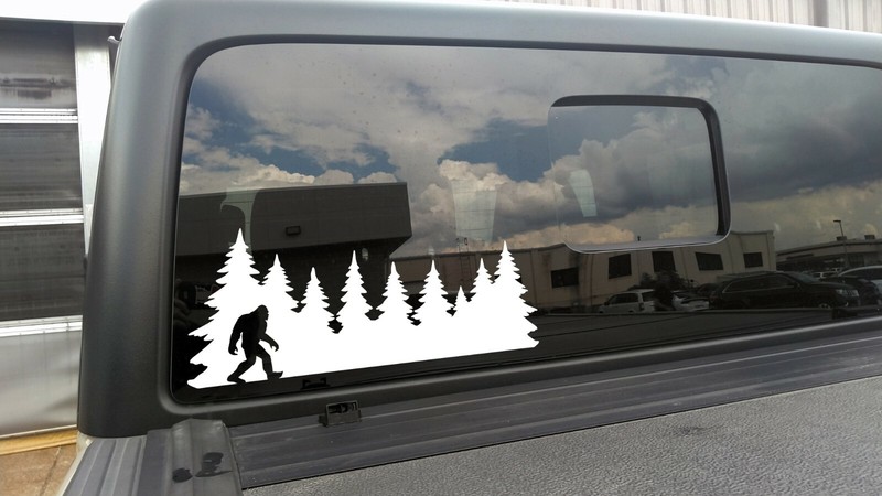 Bigfoot in Trees Vinyl Decal V12 – Sasquatch Forest Line PNW – Die Cut Sticker