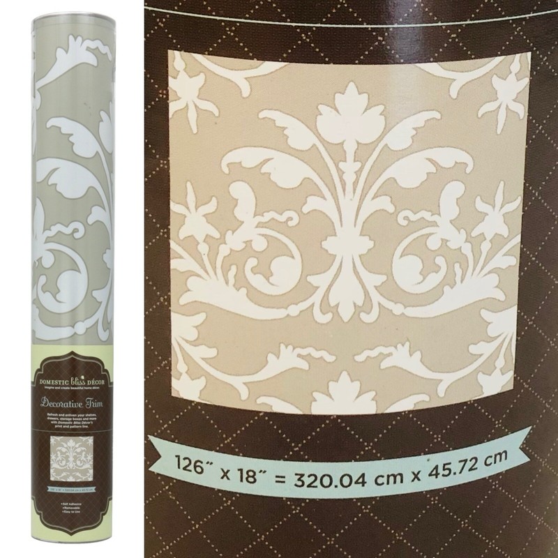 DCWV Decal Wall Art 126-inches by 18-inches Roll White Scrolls, Trim