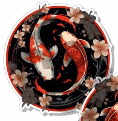 Koi Fish Two Fishes Decals Japanese Fish Stickers Tackle Box RV Truck Trailer gallery
