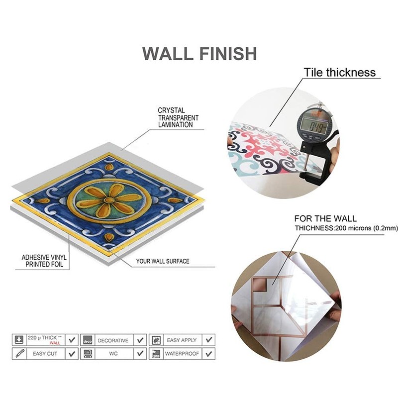 25 PCS Moroccan Style Tile Sticker, 4x4 Inch(10x10cm) Traditional DIY Murals,... gallery