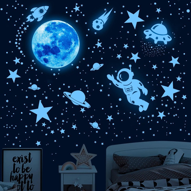530Pcs Glowing Stars for Ceiling,Glow in The Dark Stars,Space Wall Blue