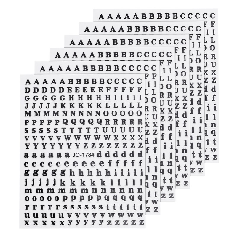 6 Sheets Letter Nail Stickers Self-Adhesive Alphabet Nail Stickers DIY Black