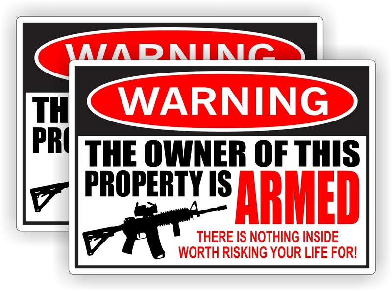 Owner Armed Warning Stickers | Labels | Vinyl Decals 2nd Amendment Home Security