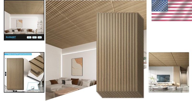 3D Wall Panels 6-Pack - Modern PVC Slat Design` gallery