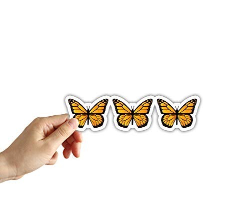 Triple Monarch Butterfly Sticker, Laptop Water Bottle Sticker, Phone Sticker