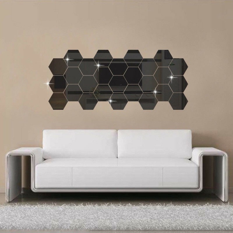Easy Installation 24pcs 3D Mirror Hexagon Wall Stickers for DIY Projects gallery