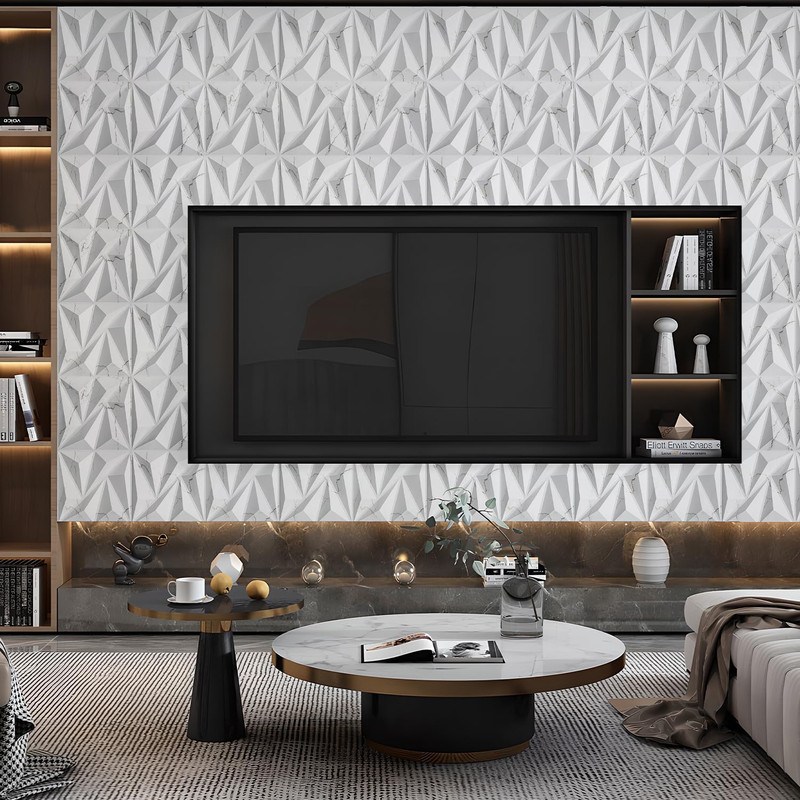 33 Pack 3D Wall Panels for Interior Wall Decor, 12''X12'' Diamond Textured Wall gallery