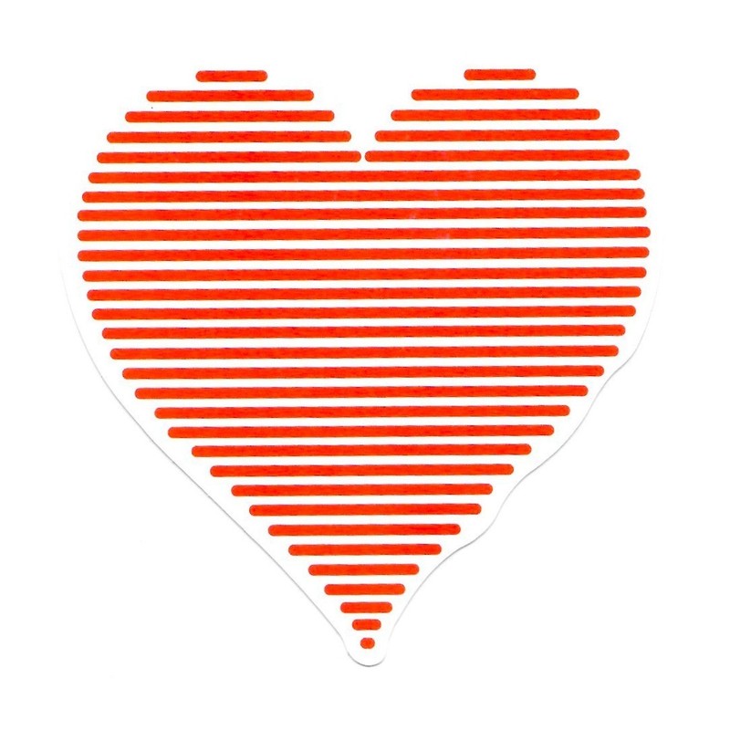 Red Striped Heart Vinyl Sticker Minimalist Line Art Modern Valentine Love Decal
