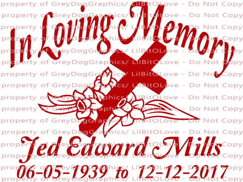 In Loving Memory Cross with Daffodils Vinyl Decal Flowers Christian Name Years