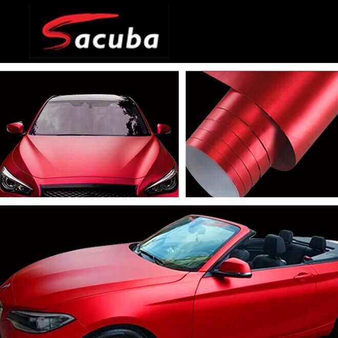 1.5M x 20M Matt Matte RED Car Vinyl Wrap Satin Chrome Air Release Sticker Film
