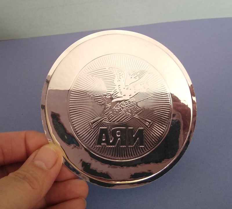 Rare NRA Solid Silver Decal Sticker, Round 3.5" Embossed Metallic gallery