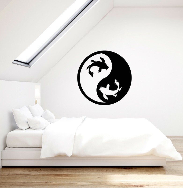Vinyl Wall Decal Zen Koi Fish Yin Yang Asian Room Decoration Stickers (ig5537)