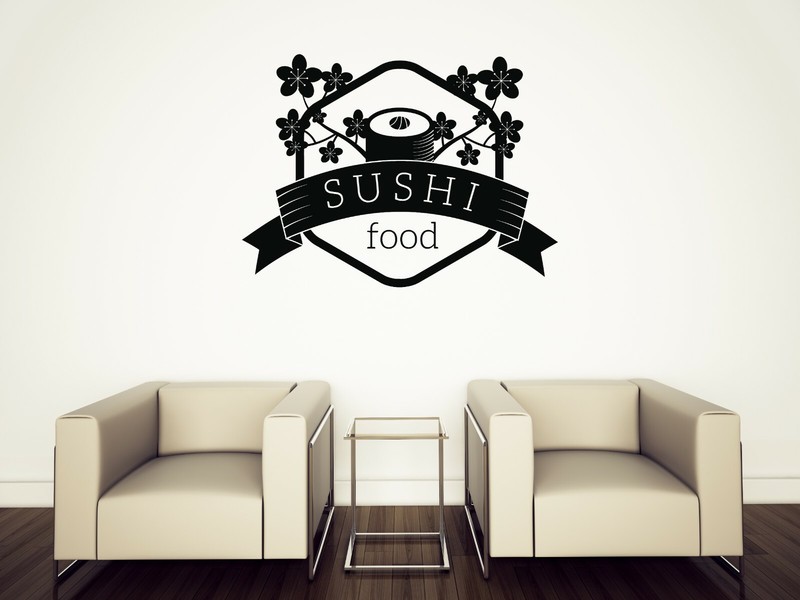 Wall Vinyl Decal Sushi Roll Japanese Food Restaurant Asian Cuisine Icons (n1513)