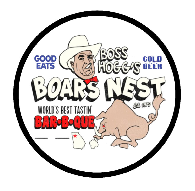 BBQ – Boar’s Nest (Boss Hogg’s) -Vinyl Decal Sticker Car Window Cooler Bar Cart