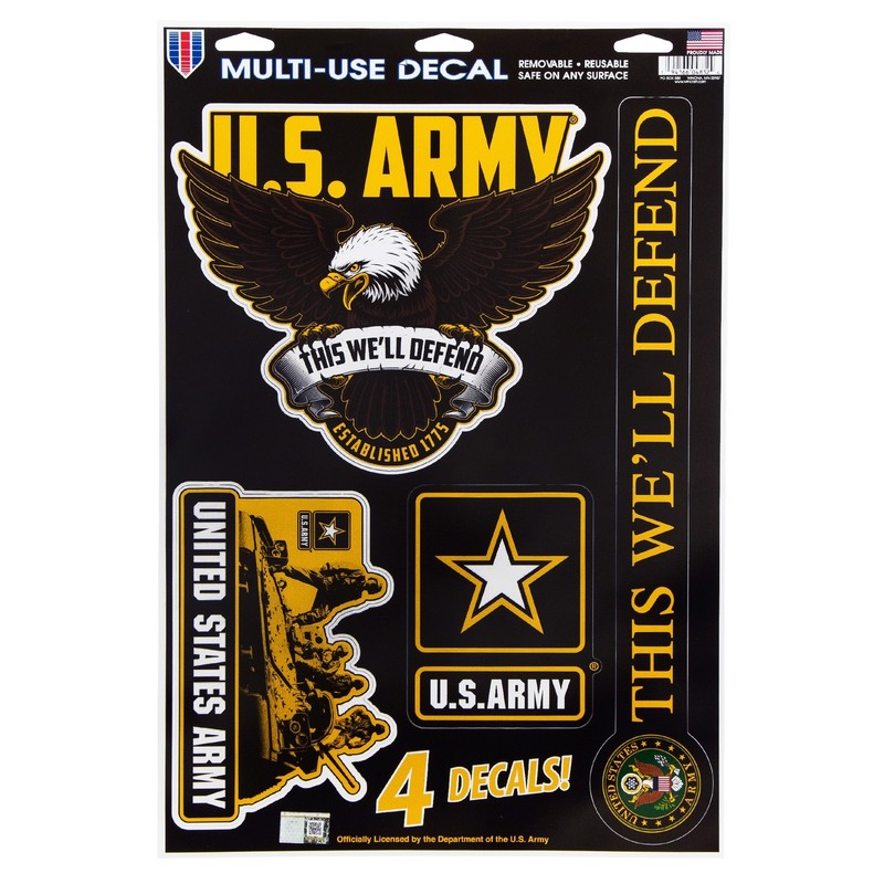 United States Army Officially Licensed Multi-Use Reusable 4pc Decal Set