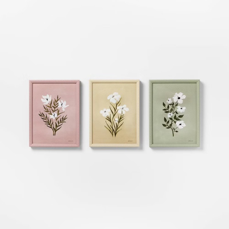 (Set of 3) 12"x16" Flower Framed Arts - Threshold designed with Studio