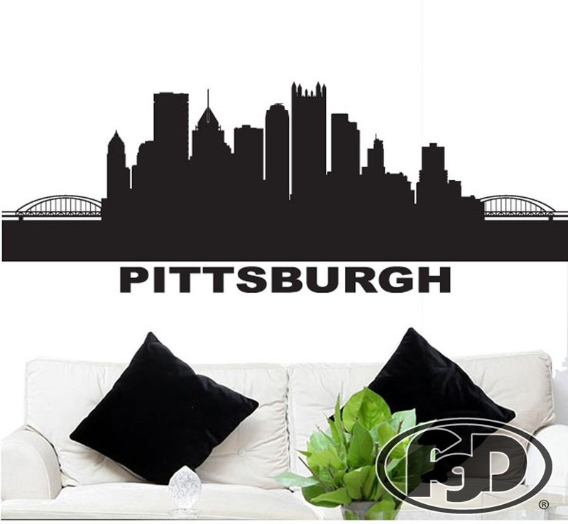 FGD Pittsburgh Pennsylvania City Skyline in White or Black 20″ x 54″
