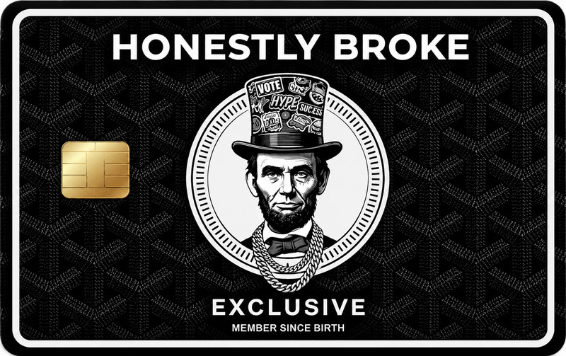 Black & Silver Black Silver Honestly Broke Lincoln Credit Card Skin Debit Card