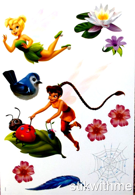 DISNEY FAIRIES Tinkerbell & Friends 48 REMOVABLE WALL STICKERS NEW FREE SHIP gallery
