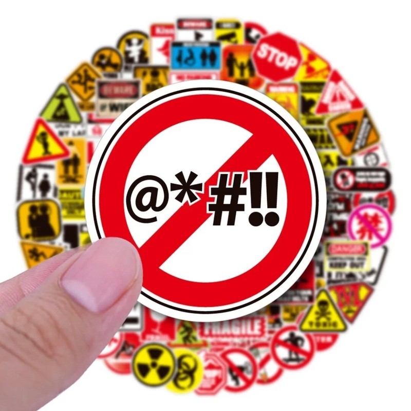 100pc Stickers Set Warning Slogan Series Collection gallery