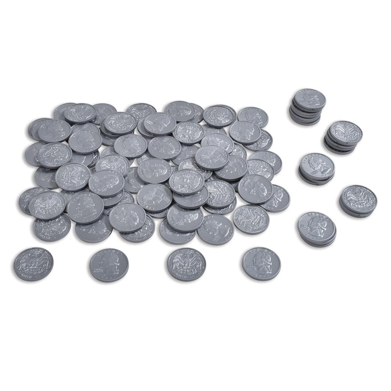 Play Quarters Set of 100 Plastic Coins Real US Currency Size Teach Money Math gallery