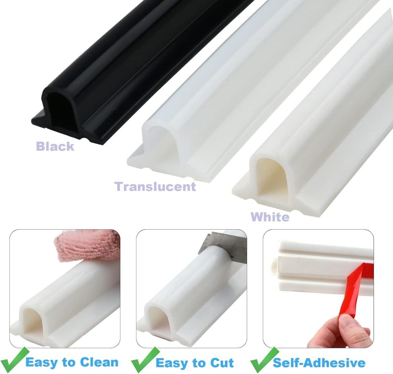 67 Inch Collapsible Shower Threshold Water Dam, Silicone Shower Water Stopper Ba gallery