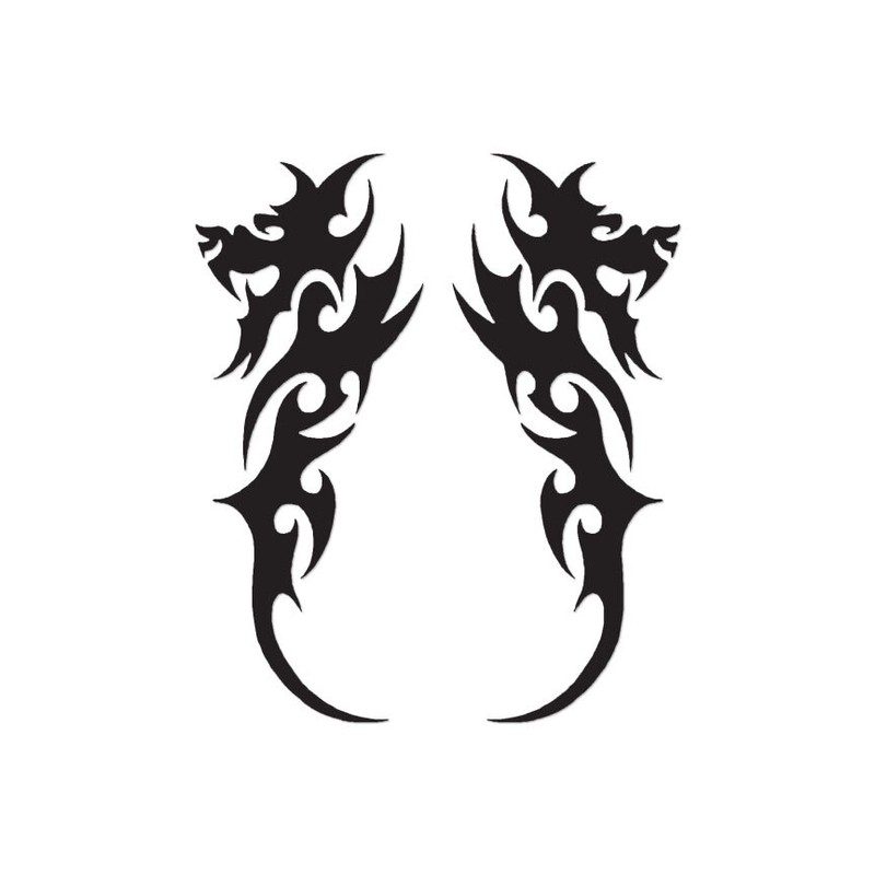 Pair of Dragon Tribal – Vinyl Decal Sticker – Multiple Color & Sizes – ebn223