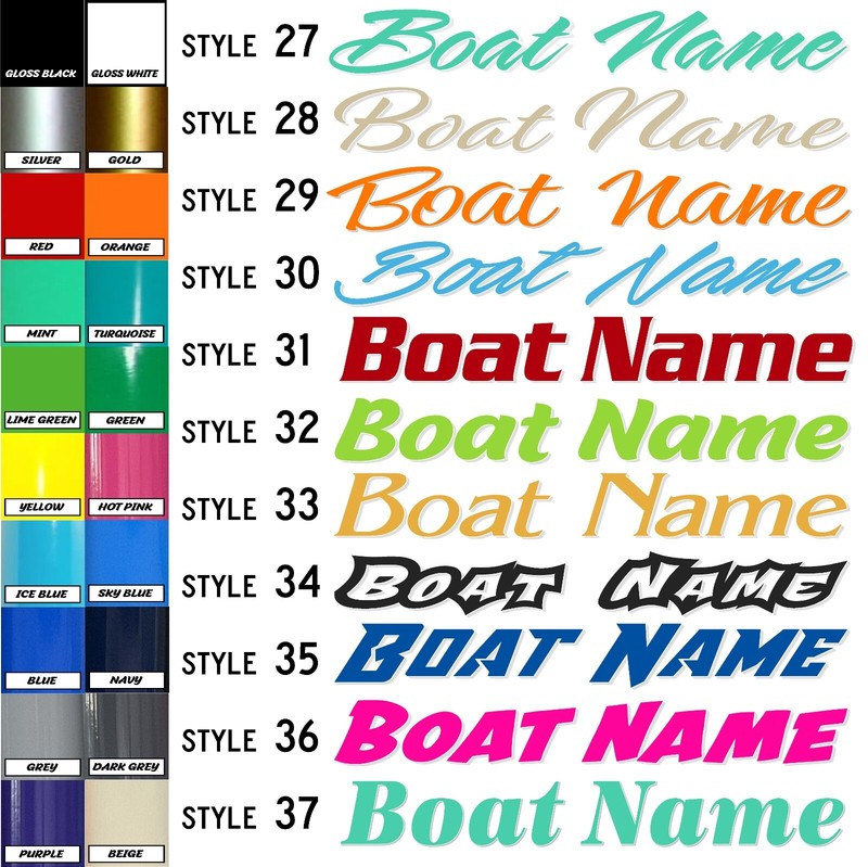 Boat Name Decal 8×48″ / Custom Hull Graphic / Premium Marine Vinyl Lettering