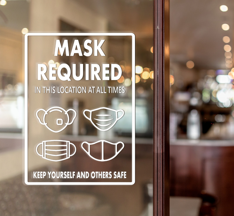 FACE MASK required Decal. Storefront and office Window Decal. Door Sign